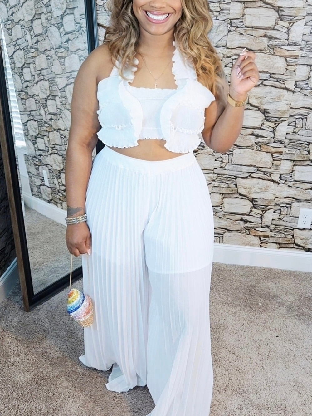 White Pleated Wide-Leg Pants - Elegant Summer Style